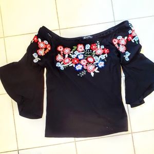 Inc. Embroidered bell sleeves too